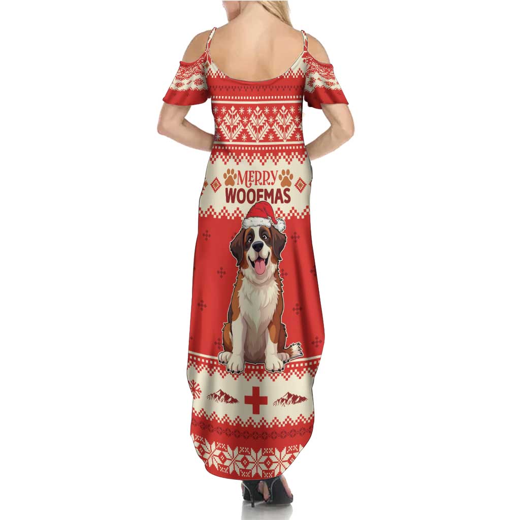 Switzerland Christmas Summer Maxi Dress Cute Saint Bernard Merry Woofmas LT05 - Wonder Print Shop