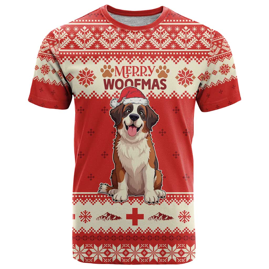 Switzerland Christmas T Shirt Cute Saint Bernard Merry Woofmas LT05 - Wonder Print Shop