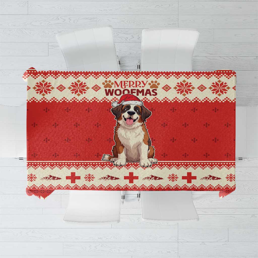 Switzerland Christmas Tablecloth Cute Saint Bernard Merry Woofmas LT05 - Wonder Print Shop