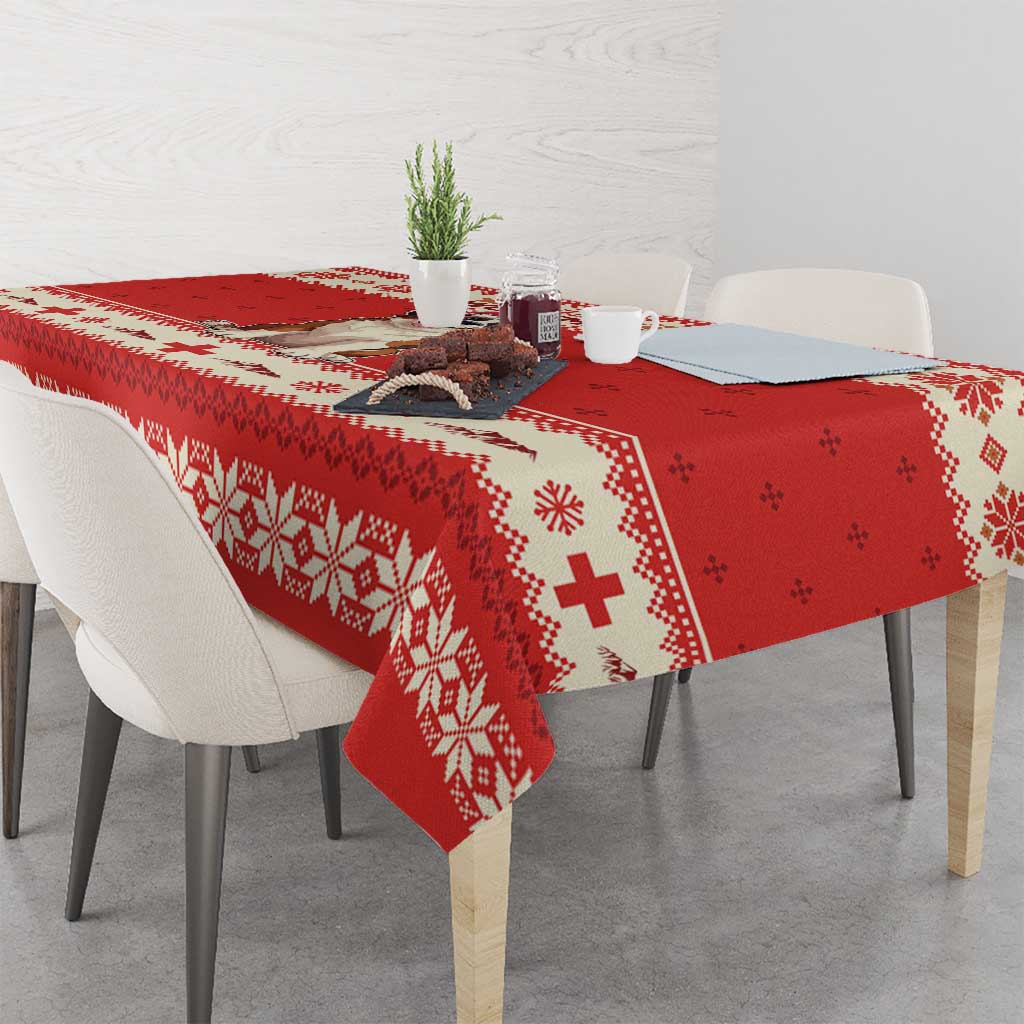 Switzerland Christmas Tablecloth Cute Saint Bernard Merry Woofmas LT05 - Wonder Print Shop