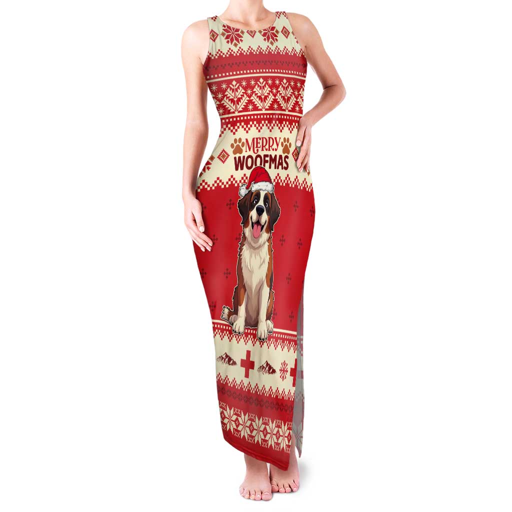 Switzerland Christmas Tank Maxi Dress Cute Saint Bernard Merry Woofmas LT05 - Wonder Print Shop