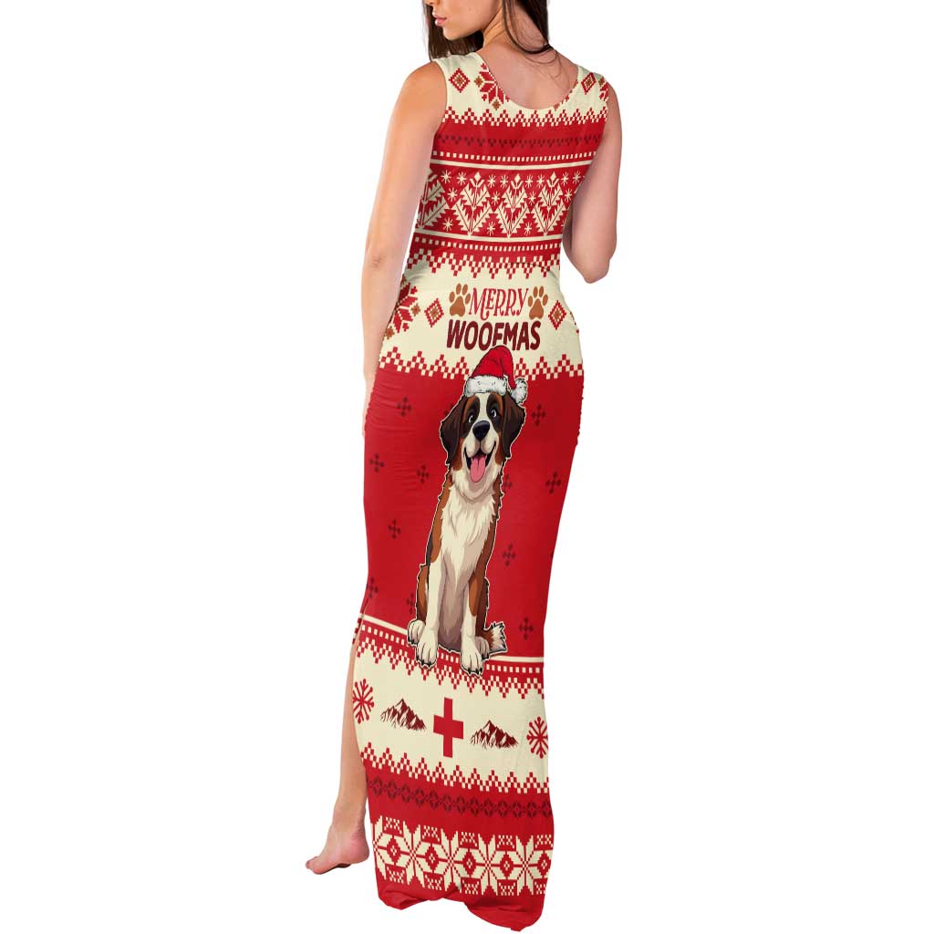 Switzerland Christmas Tank Maxi Dress Cute Saint Bernard Merry Woofmas LT05 - Wonder Print Shop