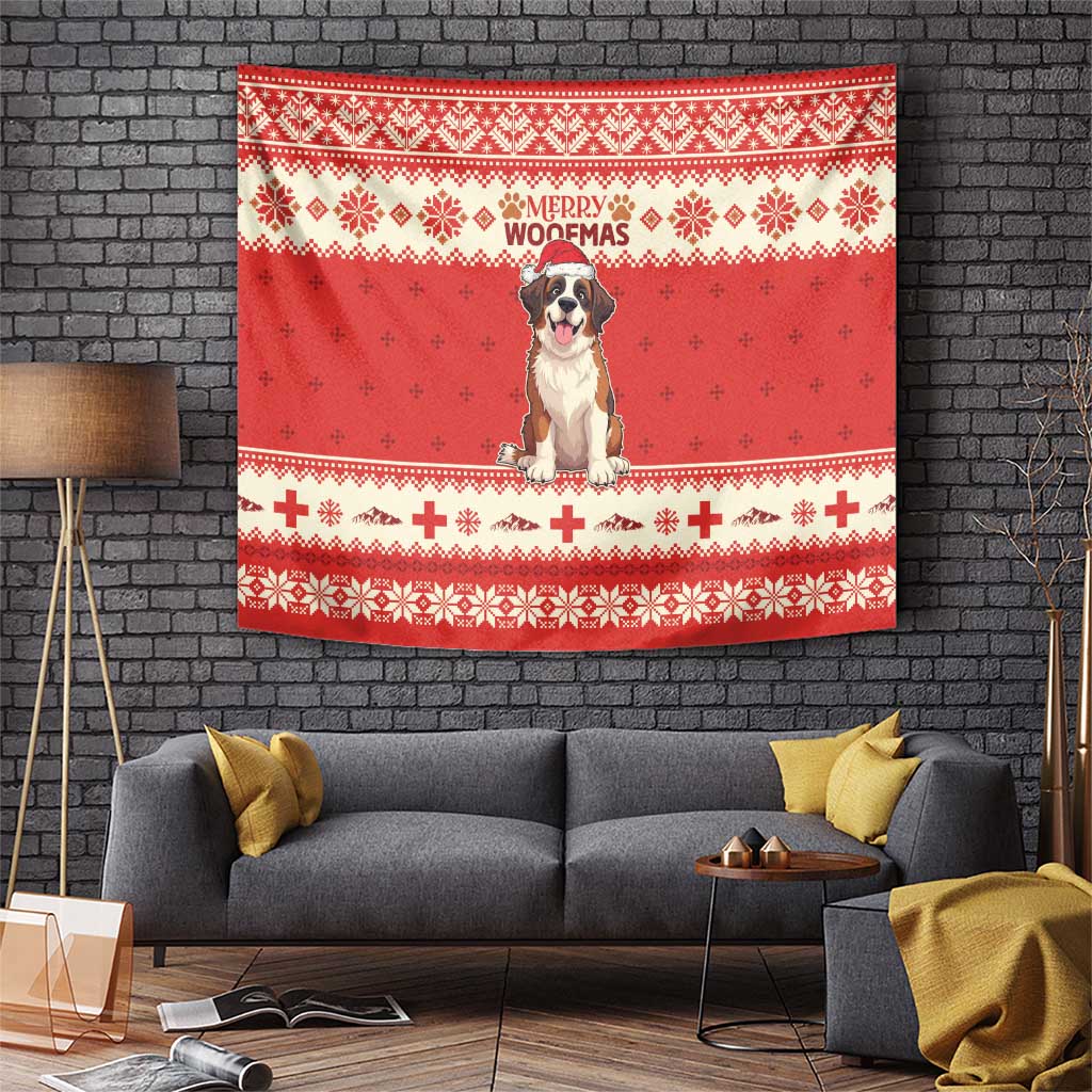 Switzerland Christmas Tapestry Cute Saint Bernard Merry Woofmas LT05 - Wonder Print Shop
