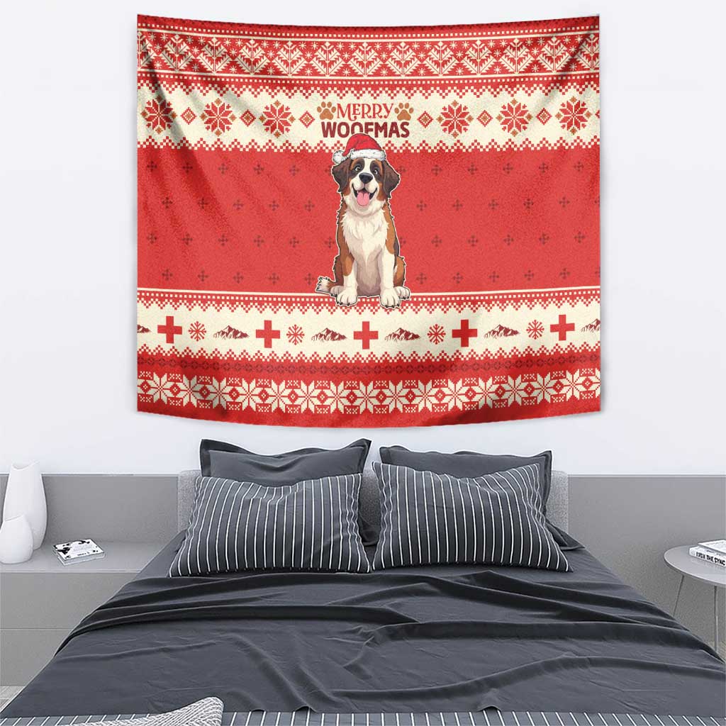 Switzerland Christmas Tapestry Cute Saint Bernard Merry Woofmas LT05 - Wonder Print Shop