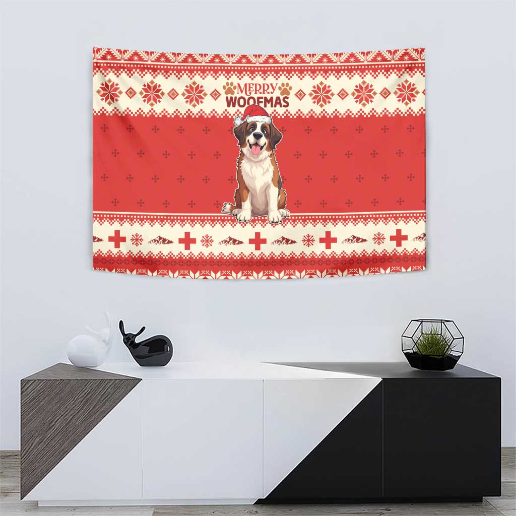 Switzerland Christmas Tapestry Cute Saint Bernard Merry Woofmas LT05 - Wonder Print Shop