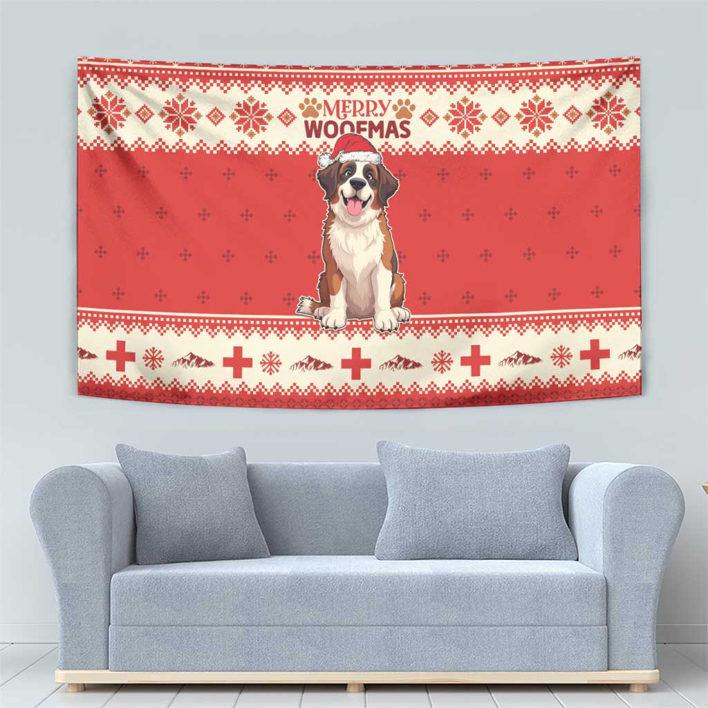 Switzerland Christmas Tapestry Cute Saint Bernard Merry Woofmas LT05 - Wonder Print Shop