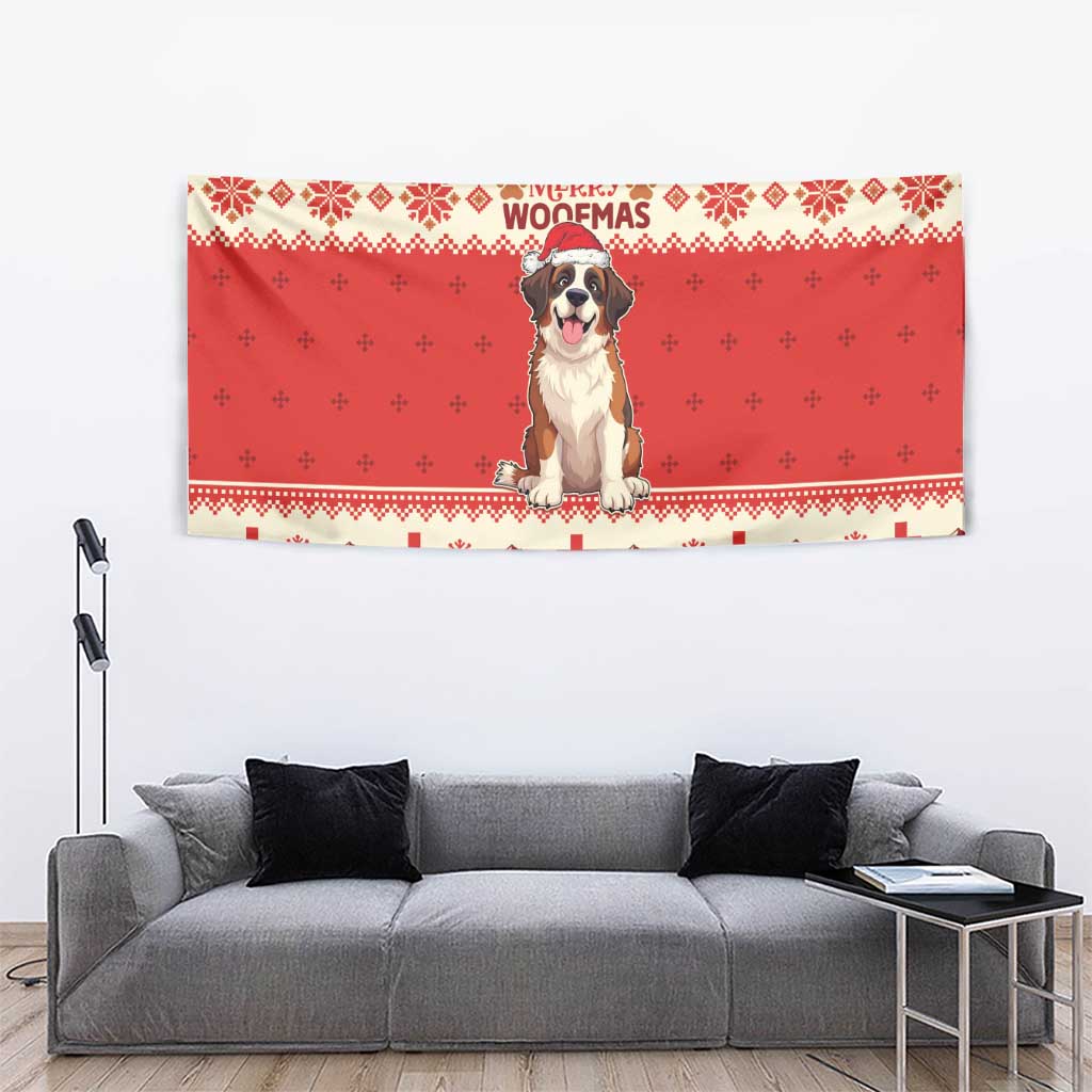 Switzerland Christmas Tapestry Cute Saint Bernard Merry Woofmas LT05 - Wonder Print Shop