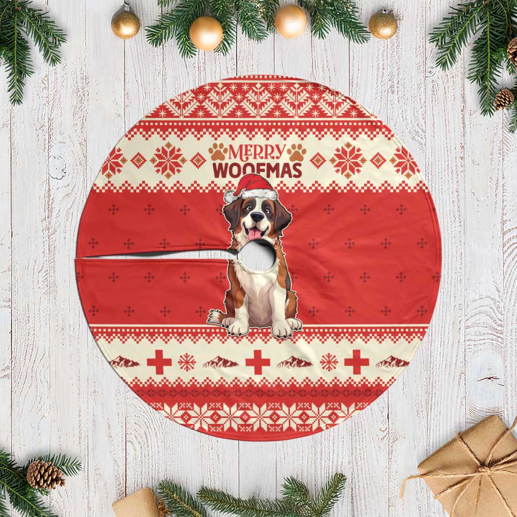 Switzerland Christmas Tree Skirt Cute Saint Bernard Merry Woofmas LT05 - Wonder Print Shop