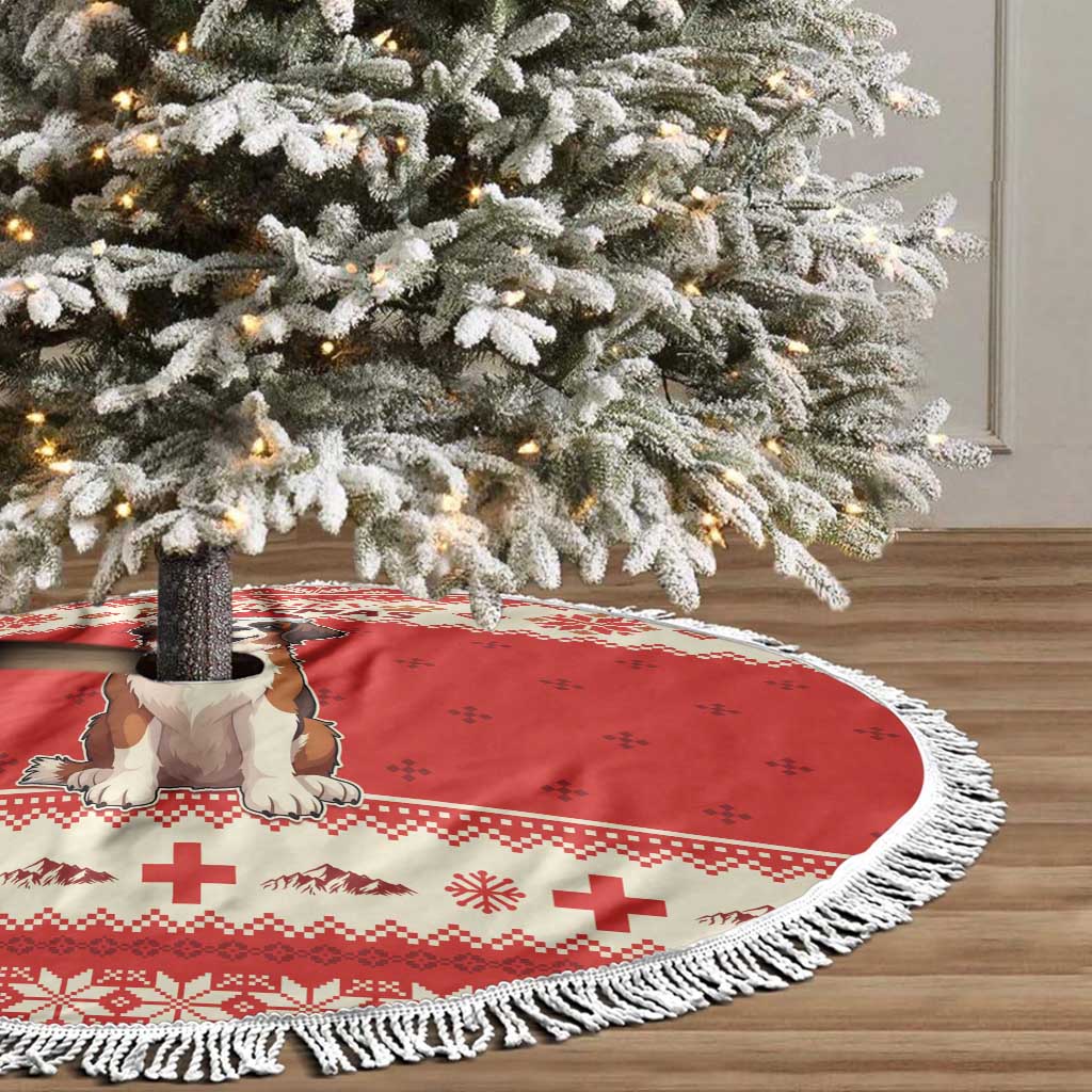 Switzerland Christmas Tree Skirt Cute Saint Bernard Merry Woofmas LT05 - Wonder Print Shop