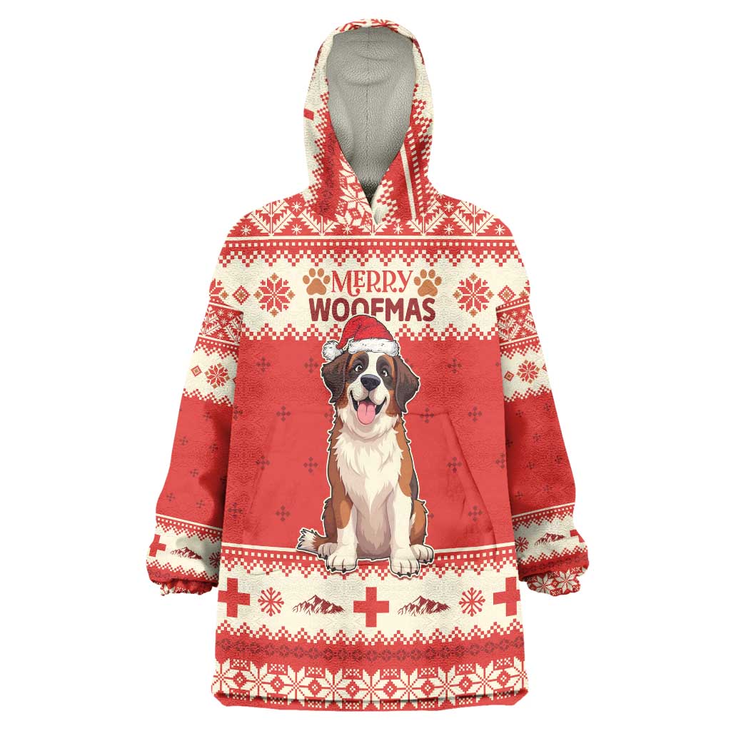Switzerland Christmas Wearable Blanket Hoodie Cute Saint Bernard Merry Woofmas LT05 - Wonder Print Shop