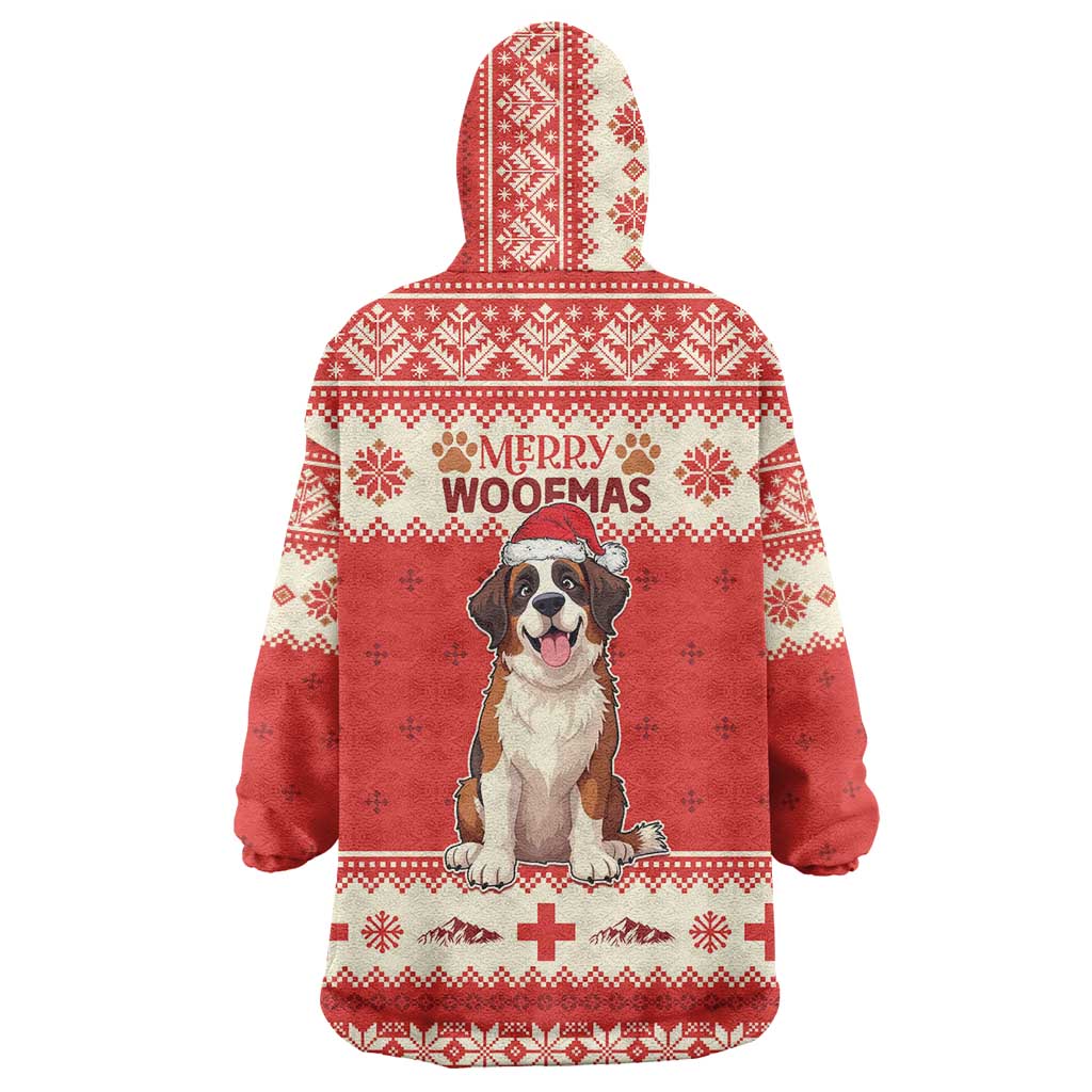 Switzerland Christmas Wearable Blanket Hoodie Cute Saint Bernard Merry Woofmas LT05 - Wonder Print Shop