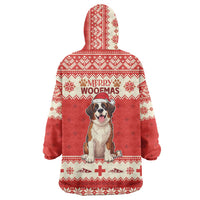 Switzerland Christmas Wearable Blanket Hoodie Cute Saint Bernard Merry Woofmas LT05 - Wonder Print Shop