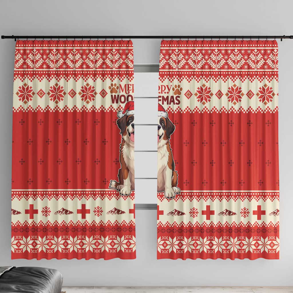 Switzerland Christmas Window Curtain Cute Saint Bernard Merry Woofmas LT05 - Wonder Print Shop