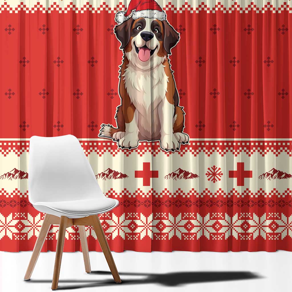 Switzerland Christmas Window Curtain Cute Saint Bernard Merry Woofmas LT05 - Wonder Print Shop