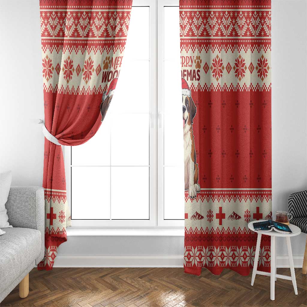 Switzerland Christmas Window Curtain Cute Saint Bernard Merry Woofmas LT05 - Wonder Print Shop