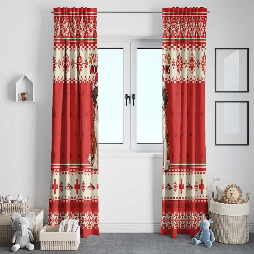 Switzerland Christmas Window Curtain Cute Saint Bernard Merry Woofmas LT05 - Wonder Print Shop