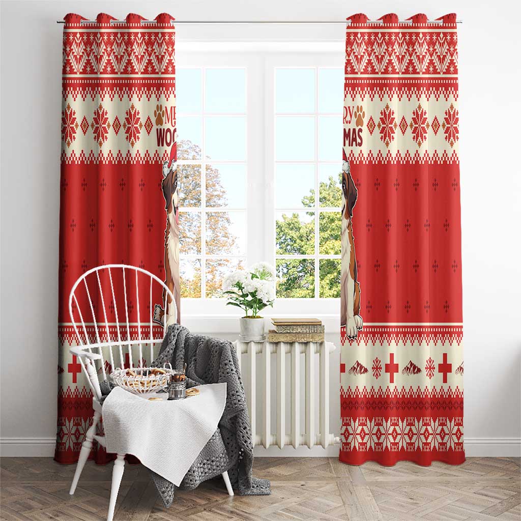 Switzerland Christmas Window Curtain Cute Saint Bernard Merry Woofmas LT05 - Wonder Print Shop