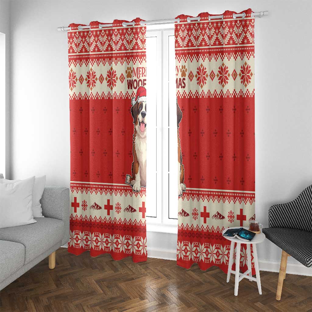 Switzerland Christmas Window Curtain Cute Saint Bernard Merry Woofmas LT05 - Wonder Print Shop
