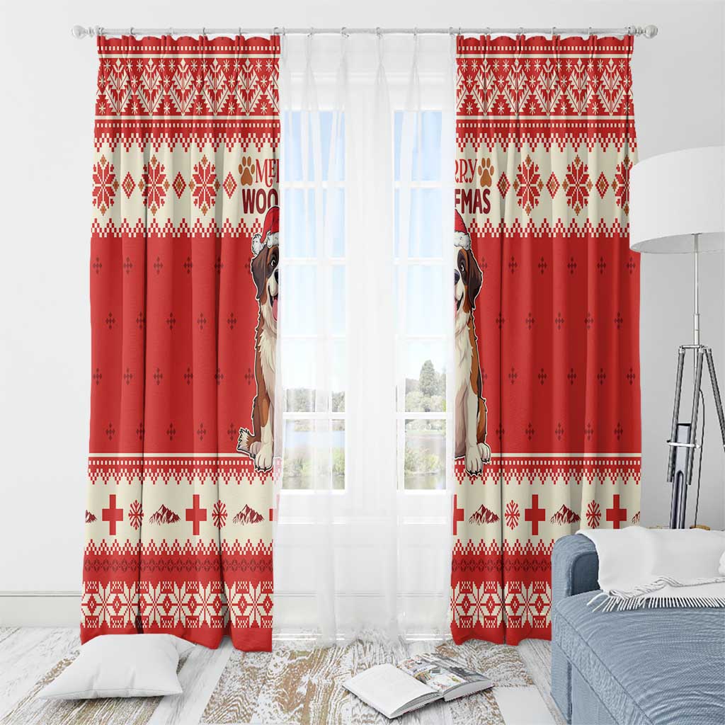 Switzerland Christmas Window Curtain Cute Saint Bernard Merry Woofmas LT05 - Wonder Print Shop