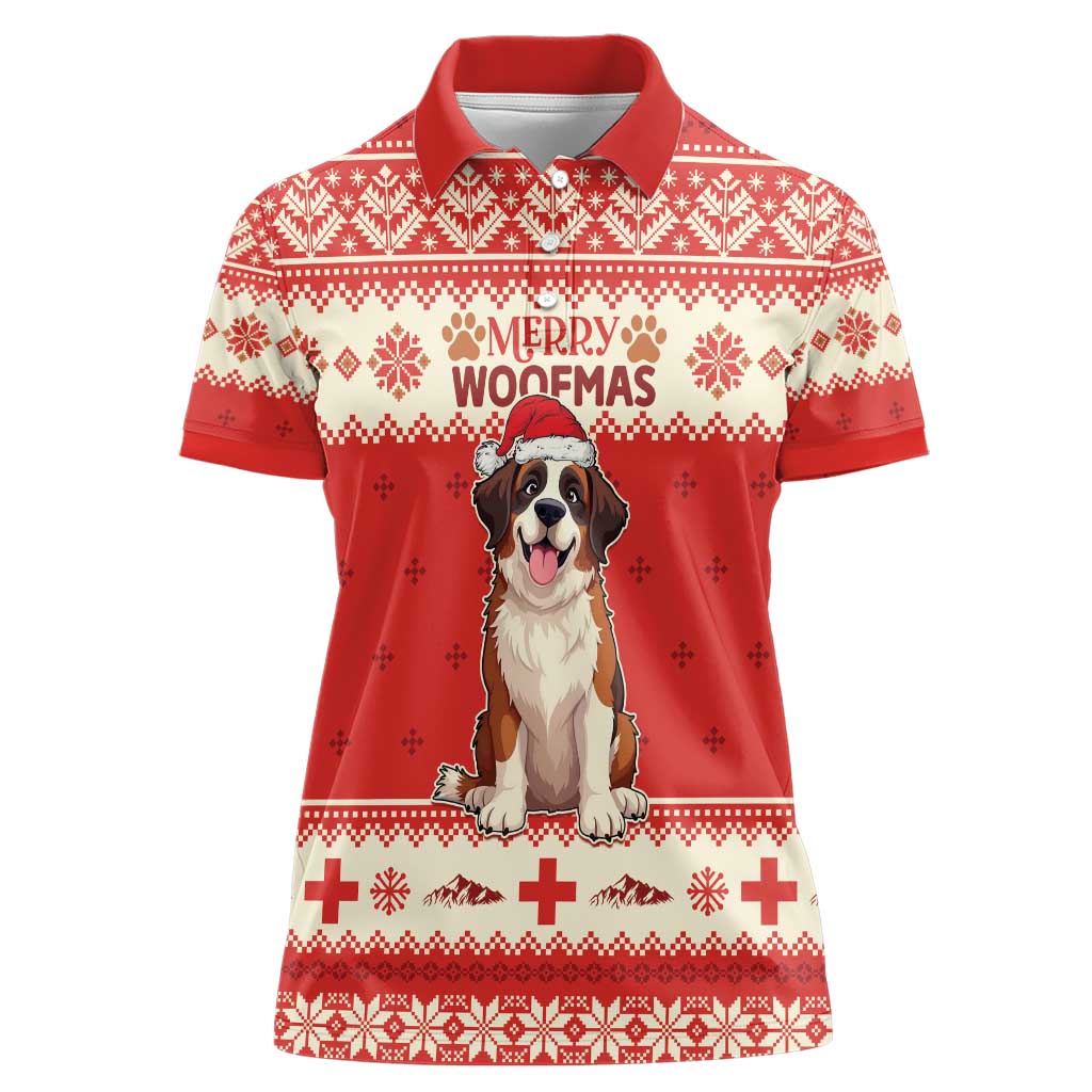 Switzerland Christmas Women Polo Shirt Cute Saint Bernard Merry Woofmas LT05 - Wonder Print Shop