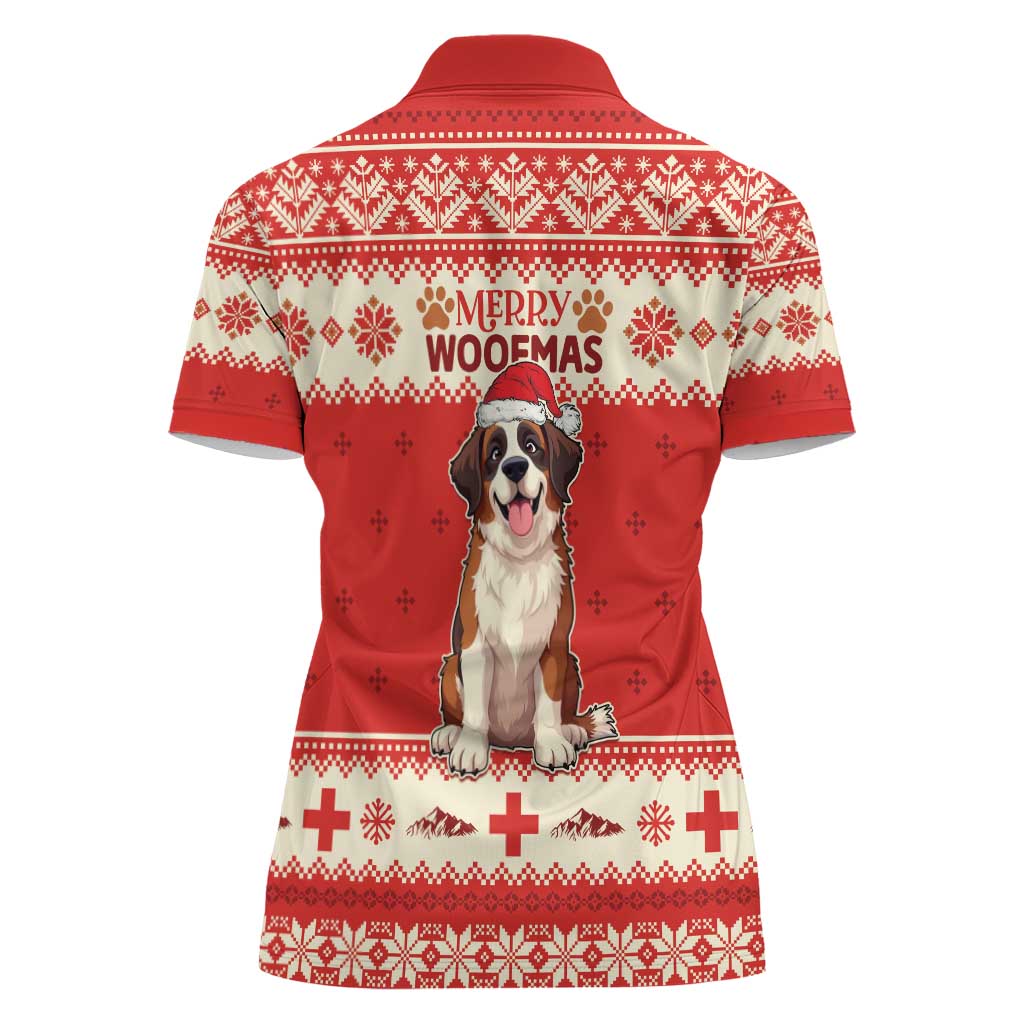 Switzerland Christmas Women Polo Shirt Cute Saint Bernard Merry Woofmas LT05 - Wonder Print Shop