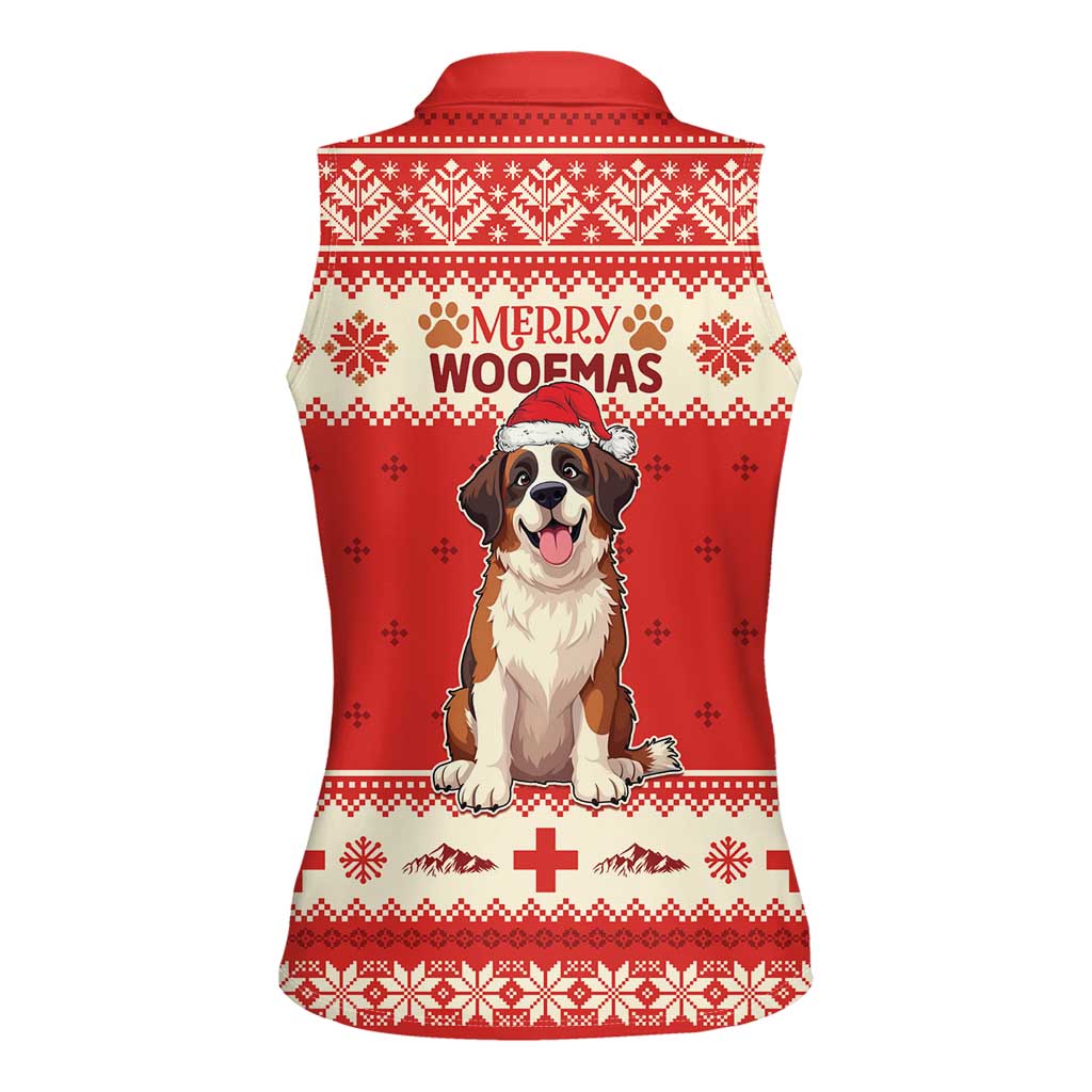 Switzerland Christmas Women Sleeveless Polo Shirt Cute Saint Bernard Merry Woofmas LT05 - Wonder Print Shop