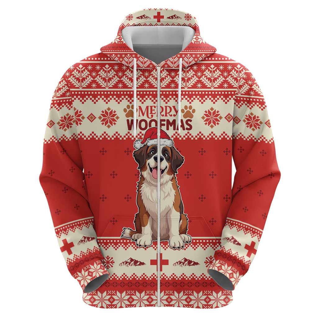 Switzerland Christmas Zip Hoodie Cute Saint Bernard Merry Woofmas LT05 - Wonder Print Shop