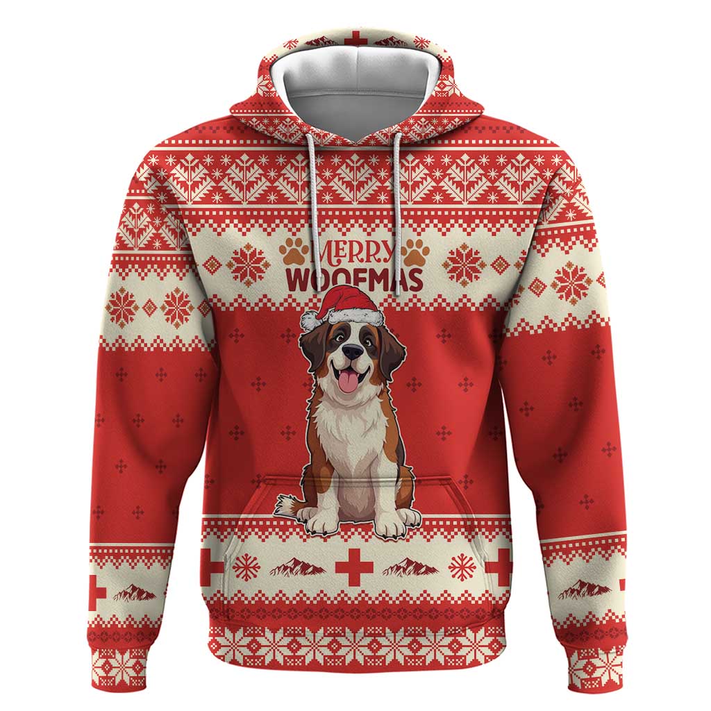 Switzerland Christmas Zip Hoodie Cute Saint Bernard Merry Woofmas LT05 - Wonder Print Shop