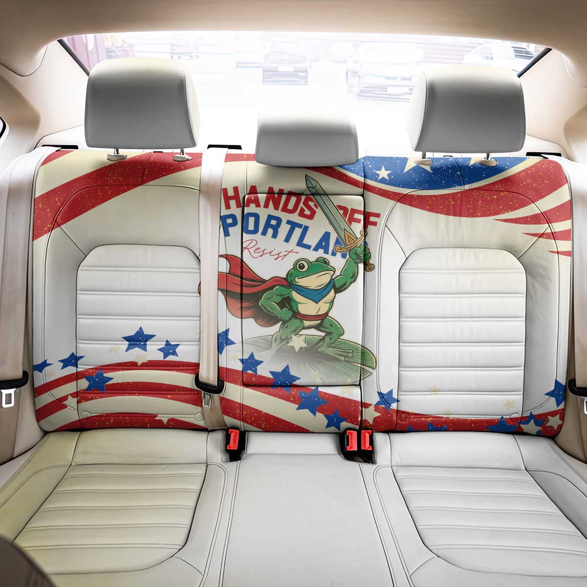 Hands Off Portland Back Car Seat Cover Resist Frog - Wonder Print Shop