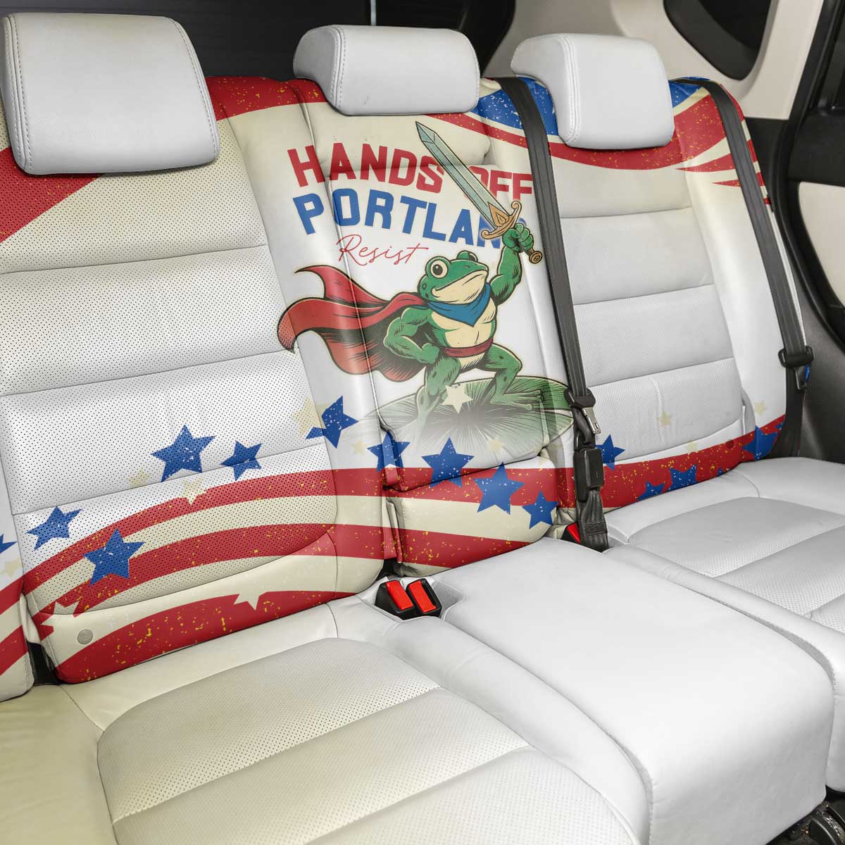 Hands Off Portland Back Car Seat Cover Resist Frog - Wonder Print Shop