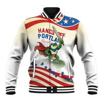 Hands Off Portland Baseball Jacket Resist Frog - Wonder Print Shop