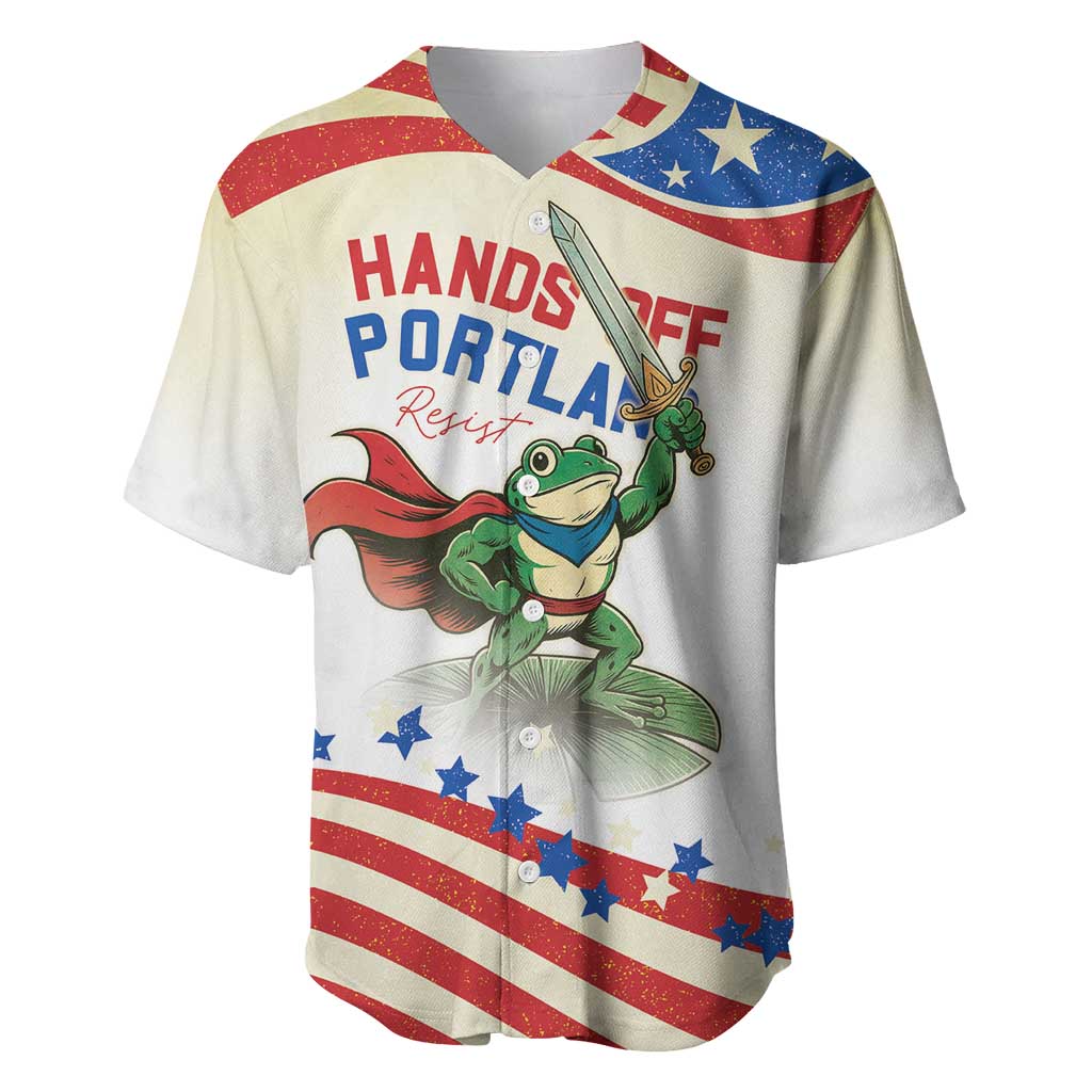 Hands Off Portland Baseball Jersey Resist Frog - Wonder Print Shop