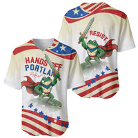 Hands Off Portland Baseball Jersey Resist Frog - Wonder Print Shop