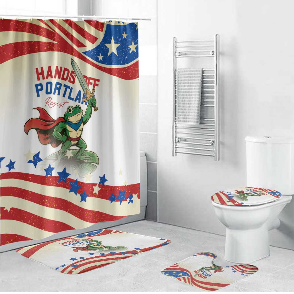 Hands Off Portland Bathroom Set Resist Frog - Wonder Print Shop