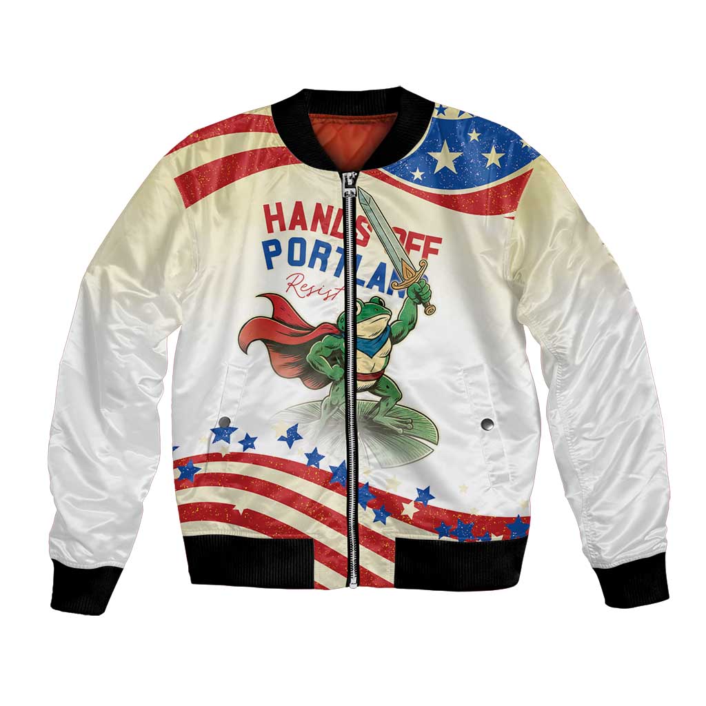 Hands Off Portland Bomber Jacket Resist Frog - Wonder Print Shop