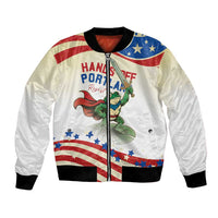 Hands Off Portland Bomber Jacket Resist Frog - Wonder Print Shop