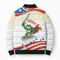 Hands Off Portland Bomber Puffer Jacket Resist Frog - Wonder Print Shop