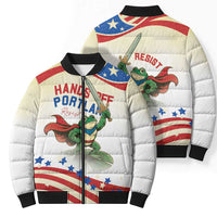 Hands Off Portland Bomber Puffer Jacket Resist Frog - Wonder Print Shop