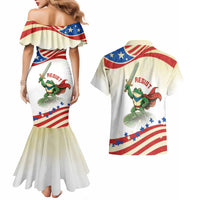 Hands Off Portland Couples Matching Mermaid Dress and Hawaiian Shirt Resist Frog - Wonder Print Shop