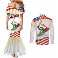 Hands Off Portland Couples Matching Mermaid Dress and Long Sleeve Button Shirt Resist Frog - Wonder Print Shop