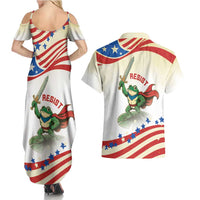 Hands Off Portland Couples Matching Summer Maxi Dress and Hawaiian Shirt Resist Frog - Wonder Print Shop