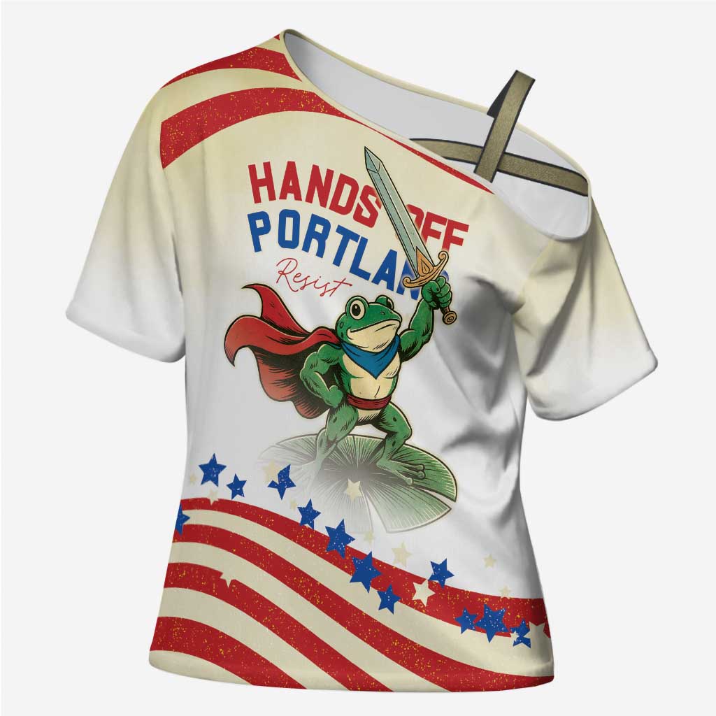 Hands Off Portland Cross Shoulder Shirt Resist Frog - Wonder Print Shop