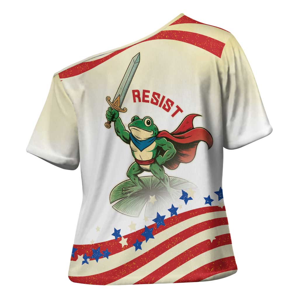 Hands Off Portland Cross Shoulder Shirt Resist Frog - Wonder Print Shop