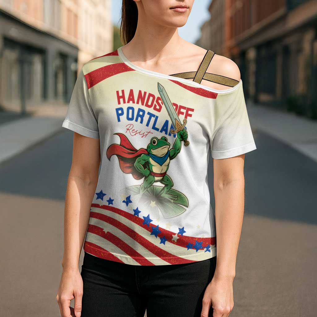 Hands Off Portland Cross Shoulder Shirt Resist Frog - Wonder Print Shop