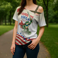 Hands Off Portland Cross Shoulder Shirt Resist Frog - Wonder Print Shop