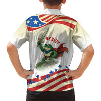 Hands Off Portland Family Matching Long Sleeve Bodycon Dress and Hawaiian Shirt Resist Frog - Wonder Print Shop