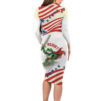 Hands Off Portland Family Matching Long Sleeve Bodycon Dress and Hawaiian Shirt Resist Frog - Wonder Print Shop