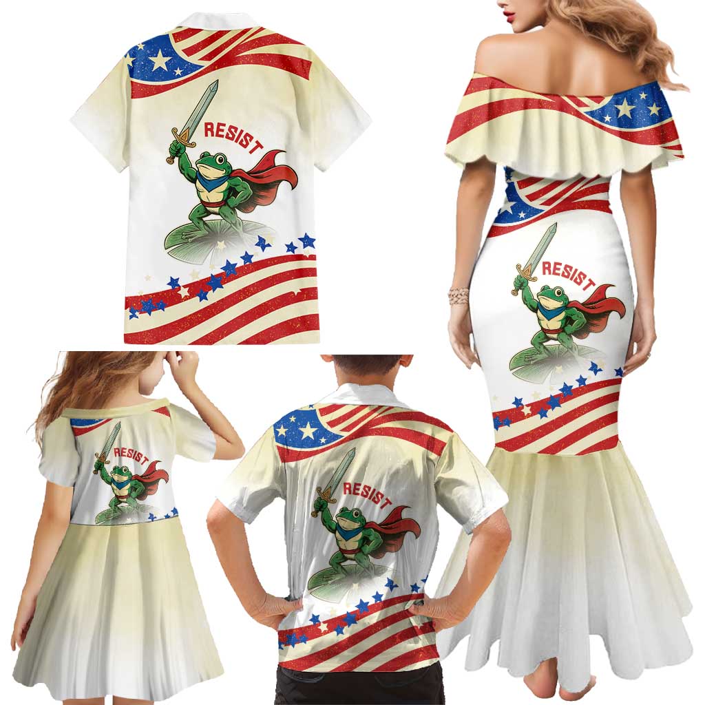 Hands Off Portland Family Matching Mermaid Dress and Hawaiian Shirt Resist Frog - Wonder Print Shop