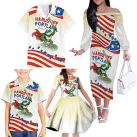 Hands Off Portland Family Matching Off The Shoulder Long Sleeve Dress and Hawaiian Shirt Resist Frog - Wonder Print Shop