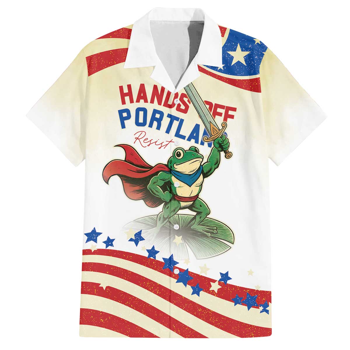 Hands Off Portland Family Matching Off The Shoulder Long Sleeve Dress and Hawaiian Shirt Resist Frog - Wonder Print Shop